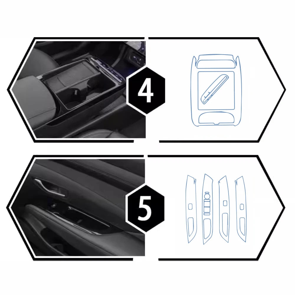 Car Interior Transparent TPU Film for Hyundai Tucson 2025 2026 Gear Panel GPS Navigation Center Console Pre-cut PPF Accessories