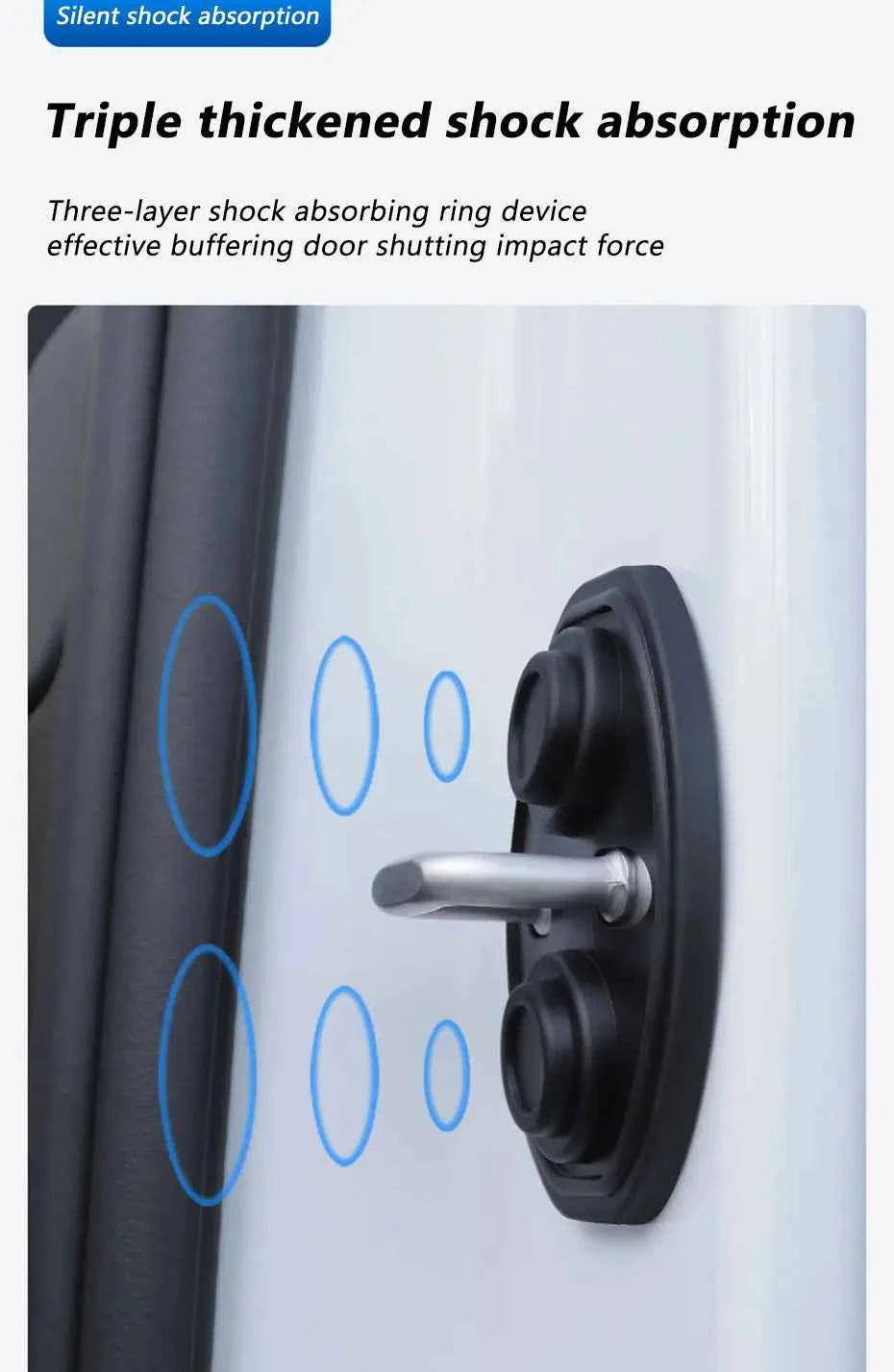4Pcs Door Lock Buckle Cover for Car Door Buffer Cushion Anti-Scrtach Protection Cover Waterproof Door Shock Absorber