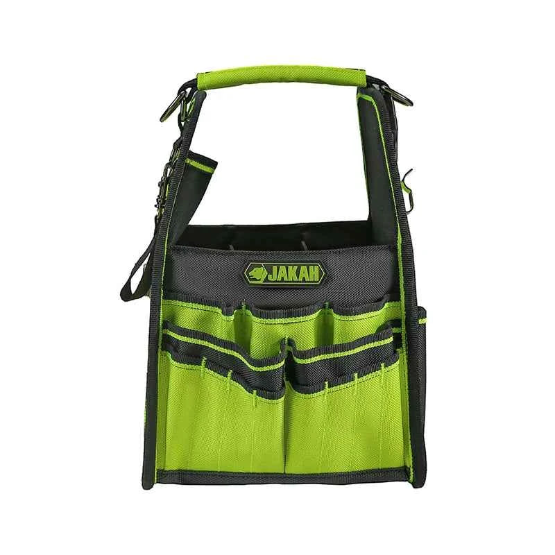 35 pockers & loops Tool Tote with Handle for Easy Tool Access, Water-Resistant Construction, Black/Green