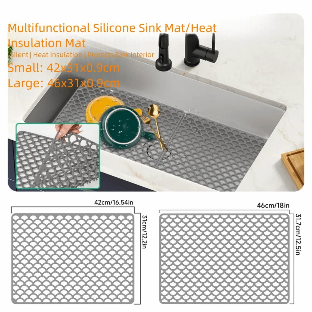 New Silicone Sink Protector Mat Anti Slip Multi Functional Non-slip Sink Mat Heat Resistant Foldable Dishes Drying Mats Kitchen The jack market .AU The jack market .AU $ 60 14:202732816#42cm Grey