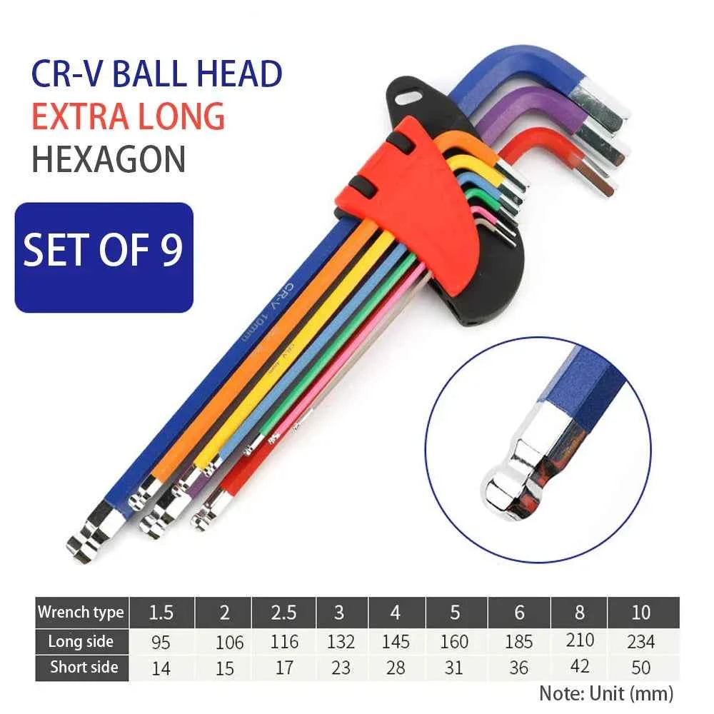 9Pcs S2 Alloy Steel Hex Key Set with Quick Snap Adapter & Ball Head for Ultimate Precision