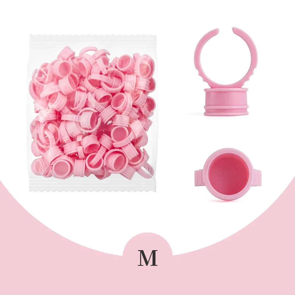 GLAMLASH Disposable Eyelash Extension Glue Rings - 100 Pcs for Effortless Application & Precision Pigment Holding