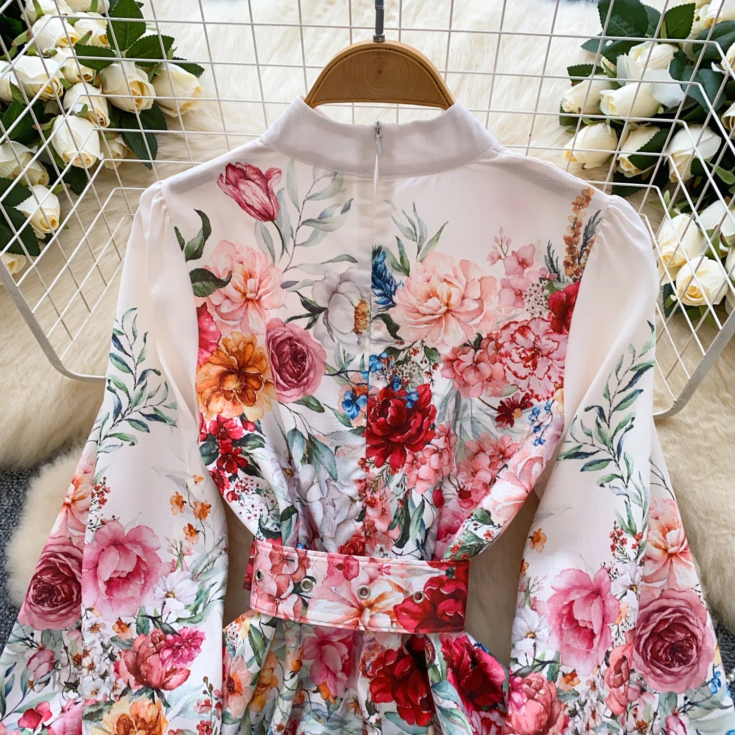 France Elegant Vintage Palace Evening Dress Women Sashes Button Print Short Party Dress Female Casual Chic Festival Clothing New
