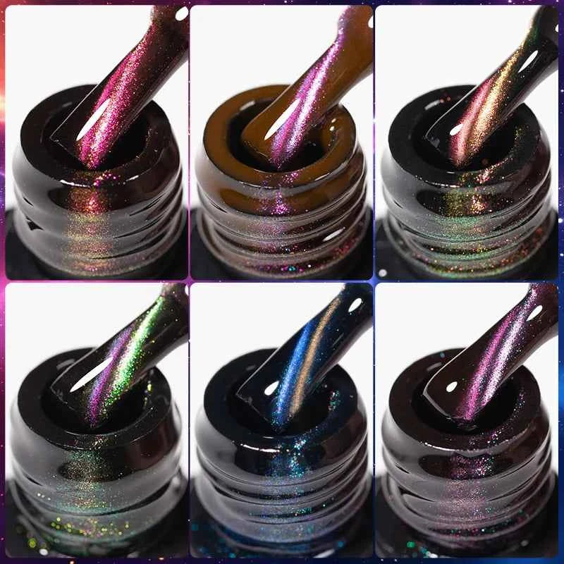 PUENTE Cat Eye Magnetic Gel Nail Polish - Vibrant Starry Galaxy Effect, Soak Off UV, 7.5ML
