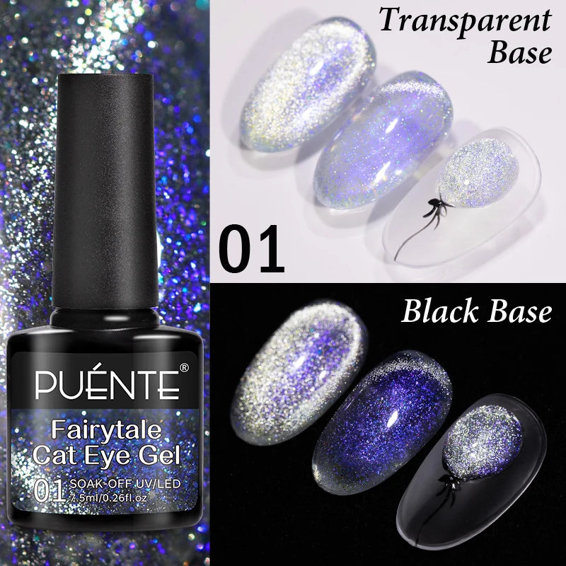 PUENTE Cat Eye Magnetic Gel Nail Polish - Vibrant Starry Galaxy Effect, Soak Off UV, 7.5ML