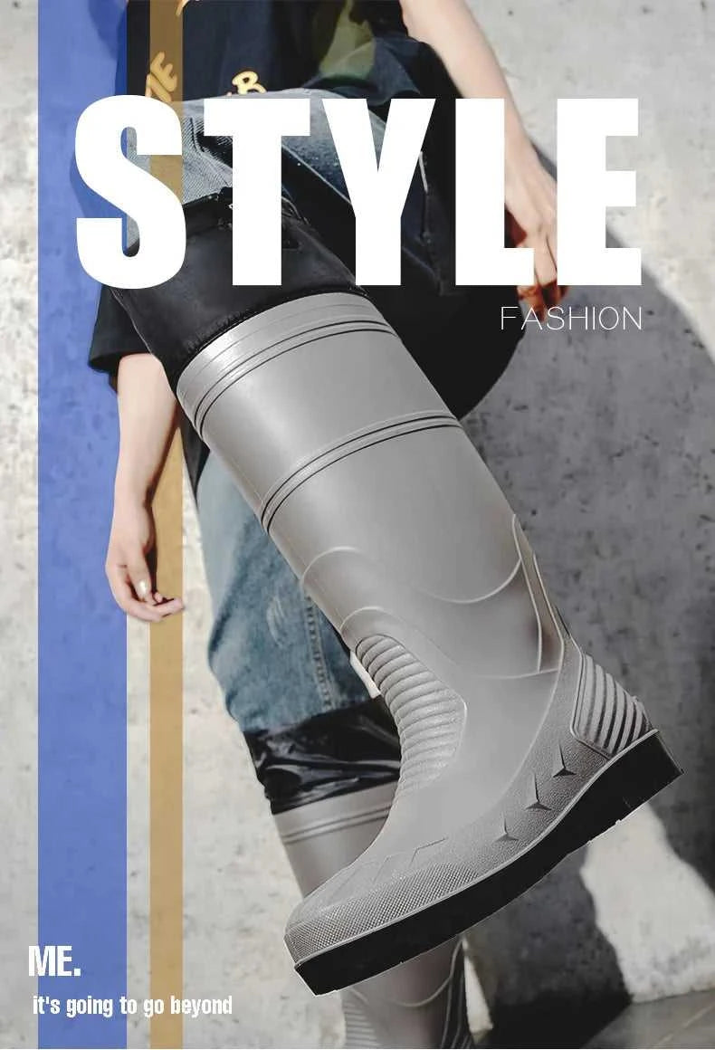 Black High-Top Men's Rain Boots, Adjustable Drawstring Long Boots, Wear-Resistant, Non-Slip, Outdoor Fishing Waterproof Boots, Farm Work Rain Boots, Pvc Water Boots The jack market .AU The jack market .AU Step Up Your Style: Trendy Shoes for Every Occasion! $ 71 14:193;200000124:200000364