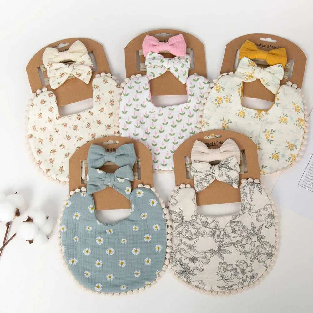 9Sets/Lot Baby Flower Bibs & Headbands Bow Nylon Hairbands Double Side Saliva Towel Feeding Burp Cloth Scarf Boys Girls Headwear The jack market .AU The jack market .AU Mum & Kids: Essential Products for Every Family $ 52 14:200003699#mix color