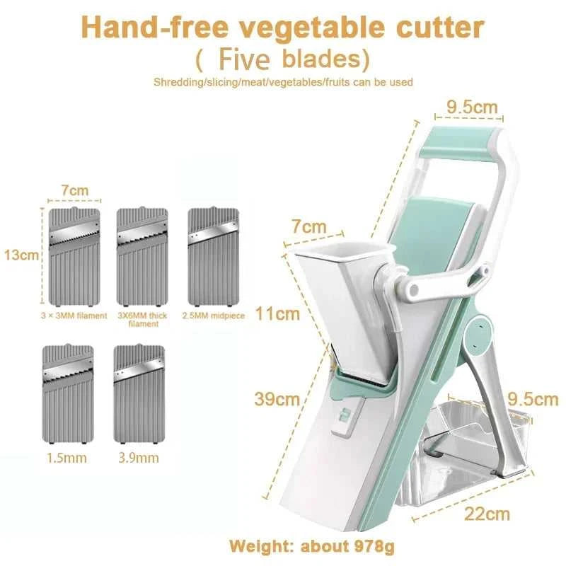 Donirt 5 in 1 Vegetable Cutter Mandoline Slicer Manual Food Chopper Fruit Potato Cucumber Carrot Meat Slicer Shredder Safe Slice The jack market .AU The jack market .AU Home $ 65 14:200006153#5 Blades