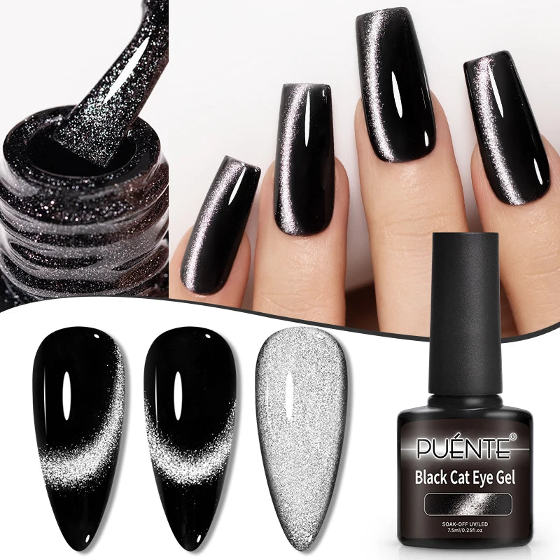 PUENTE Cat Eye Magnetic Gel Nail Polish - Vibrant Starry Galaxy Effect, Soak Off UV, 7.5ML