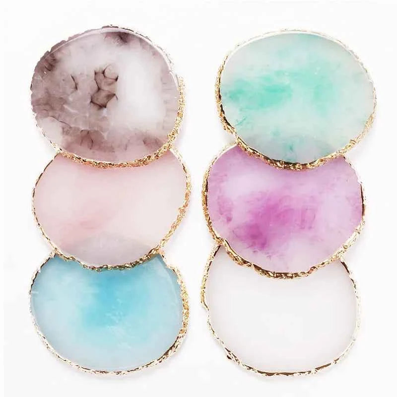 1PC Round Resin Agate Stone Nail Art Palette False Nail Tips Mixing Color Drawing Pallet Gel Polish Display Shelf Manicure Tool