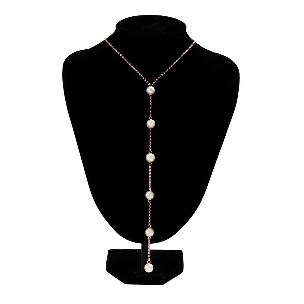 IngeSight.Z Simple Long Imitation Pearls Back Necklace For Women Sexy Tassel Harness Bikini Chest Chain Body Jewelry Mujer The jack market .AU The jack market .AU Jewellery & Chains $ 48 200001034:203027829#JS05178