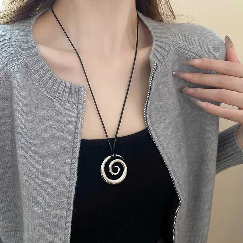 Fashion Spiral Heart-Shaped Pendant Necklace for Women Adjustable Long Black Wax Rope Clavicle Chain Charm Couple Birthday Gift The jack market .AU The jack market .AU Jewellery & Chains $ 48 200001033:200003757#5