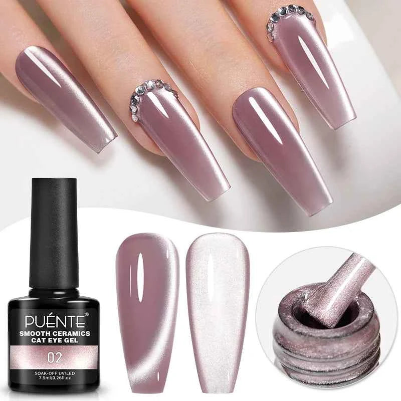 PUENTE Cat Eye Magnetic Gel Nail Polish - Vibrant Starry Galaxy Effect, Soak Off UV, 7.5ML