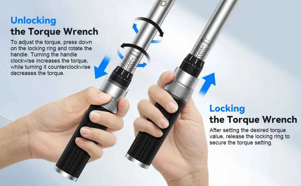 Pro Torque Wrench 3/8” Drive 5-60N.m & 1/4” Drive 5-25N.m - Precision Tool for Bicycles & Automotive Repairs