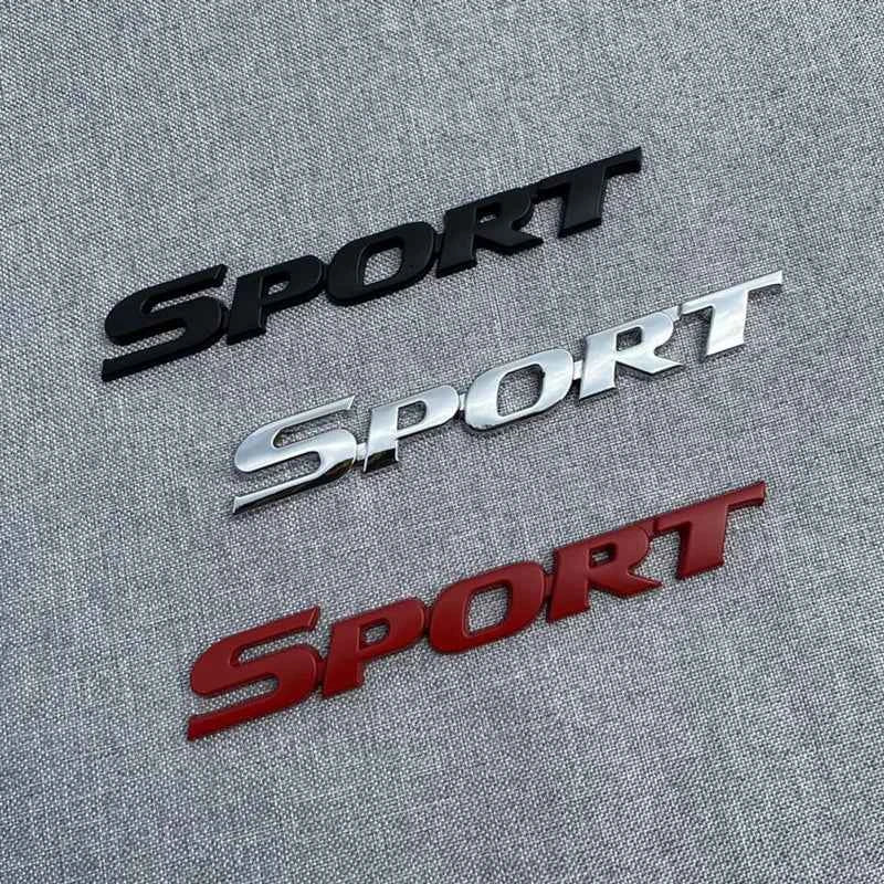 3D Metal Black Logo Sport Emblem Letters Sticker Car Front Grill Badge Trunk Decal For Sport Sticker Accessories