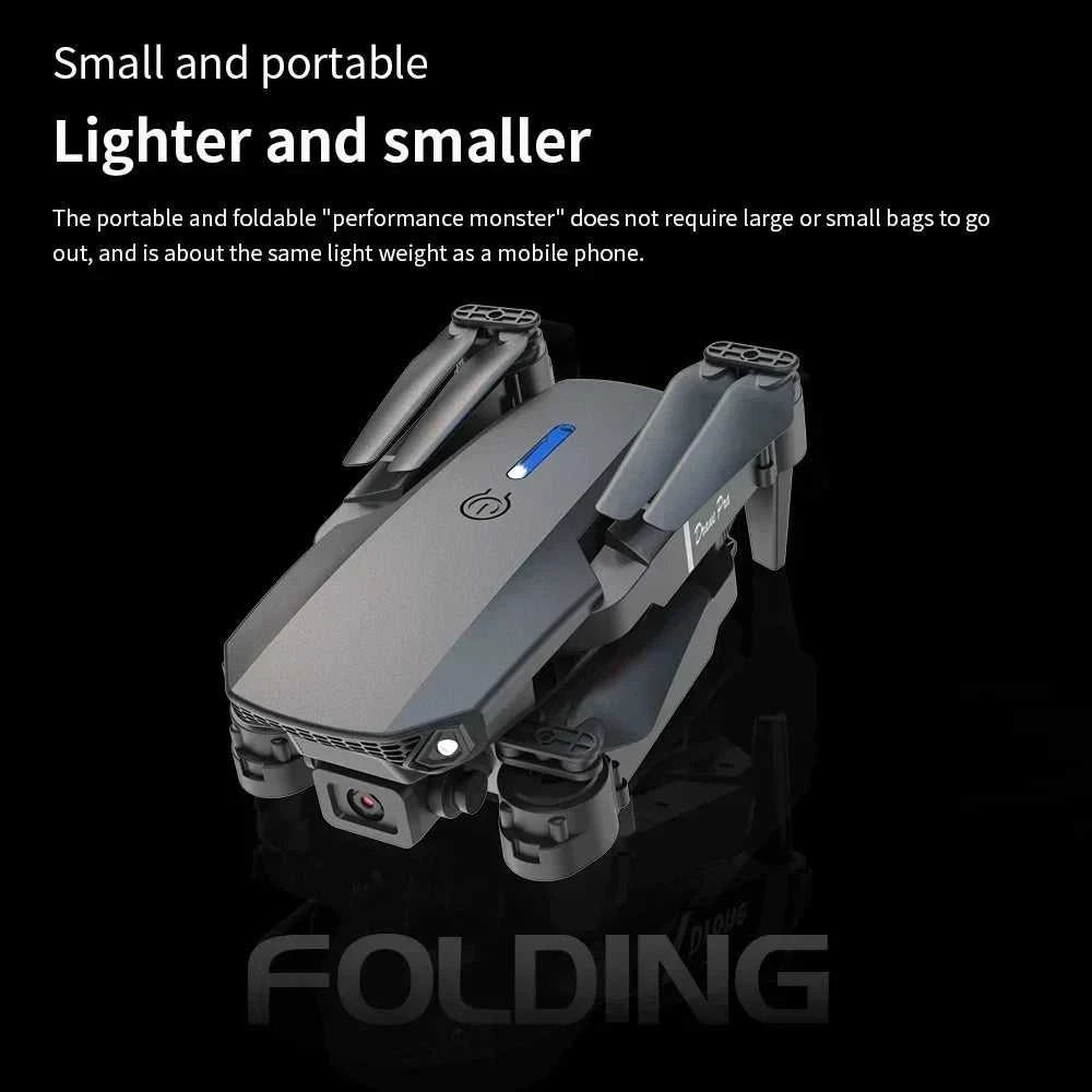 Foldable E88 Mini Drone with 4K HD Camera WiFi FPV Function RC Quadcopter Aircraft Toy Ideal Gift for Both Kids and Adults The jack market .AU The jack market .AU Drones $ 71 14:691#Gray-Dual-4K-Bag