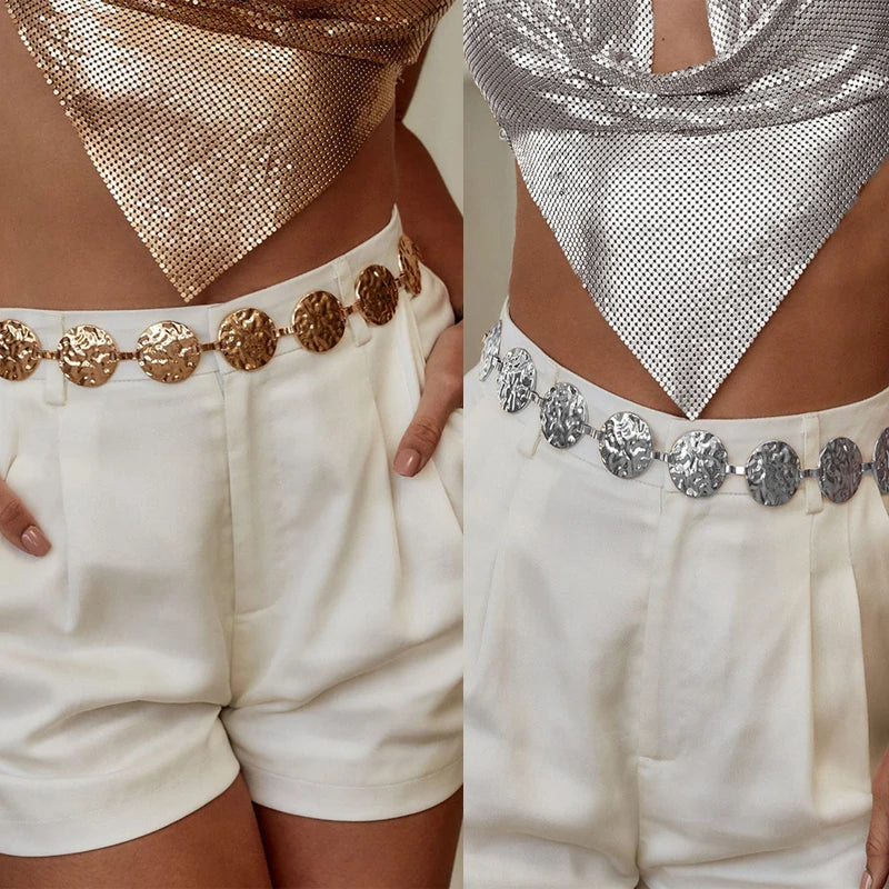 Women's Metal Chain Belt – Gold & Silver Waist Chain for Dresses