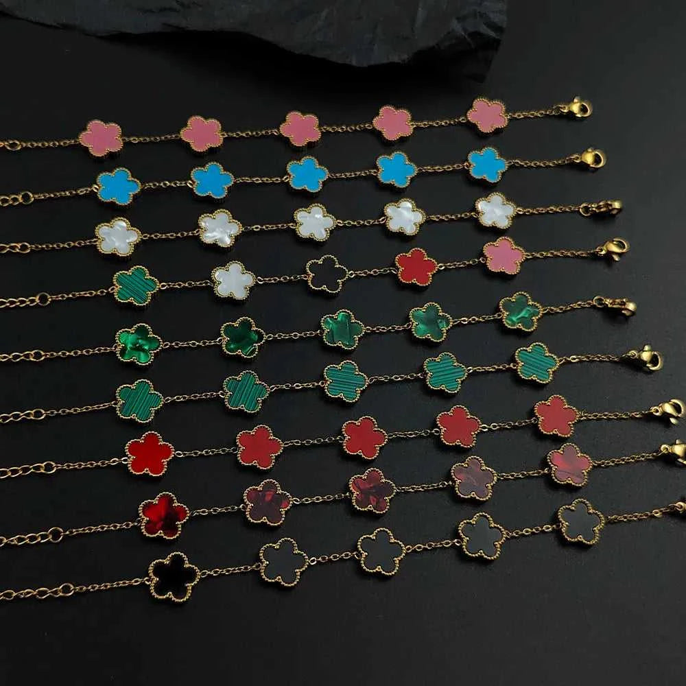 Hot Sale Stainless Steel Plum Blossom Gold Plated Bracelet High Quality Five Leaf Flower Jewelry Simple for Woman Gift Clover The jack market .AU The jack market .AU Jewellery & Chains $ 47 200000639:1438;200001034:6145#red2