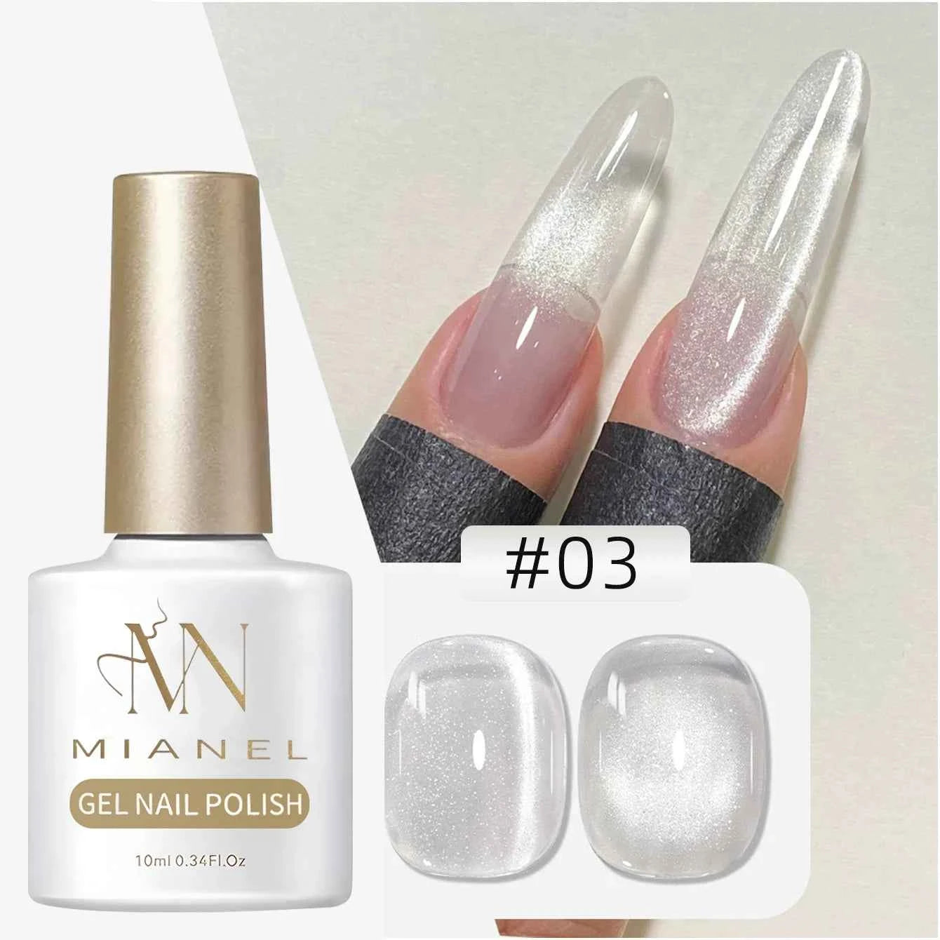 10ML 1-8pcs 2026 New Style Clear Universal White Glass Beads Cat Eye Magnet Gel Nail Polish Suitable For Toe Nails White Nails