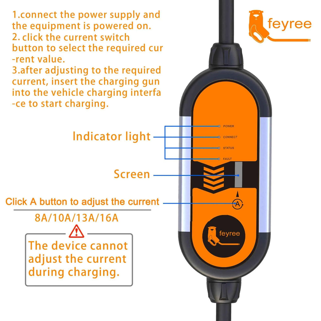 feyree 32A 7KW Type2 EV Portable Charger 11KW 16A 3 Phase 5M Cable EVSE Charging Box Car Charger CEE Plug for Electric Vehicle