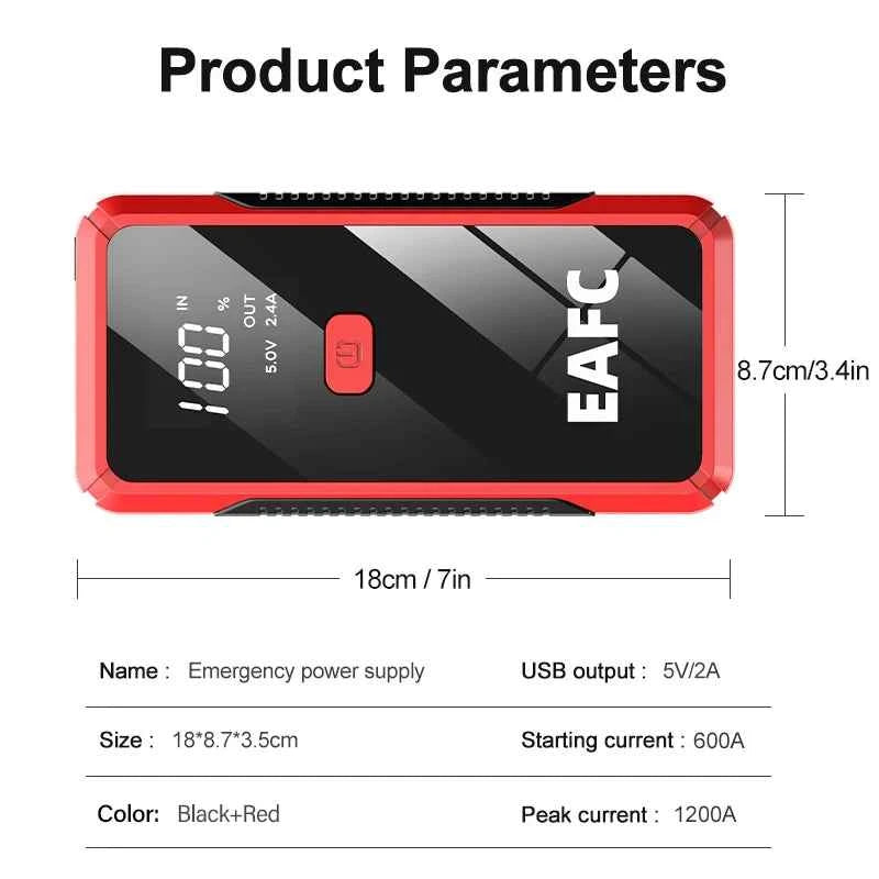 2000A Car Jump Starter Power Bank 12V Output Portable Emergency Start-up Charger 1000A for Cars Booster Battery Starting Device