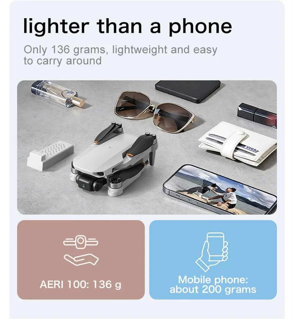 New Toy Aeri100 VR Drone 8K 1080P HD Camera 1:1 Scale Aerodynamic Design Remote Control Brushless 360° Obstacle Avoidance Flying The jack market .AU The jack market .AU Drones $ 92 14:175#Grey-8K-1B;200000828:201589807#Dual 8K