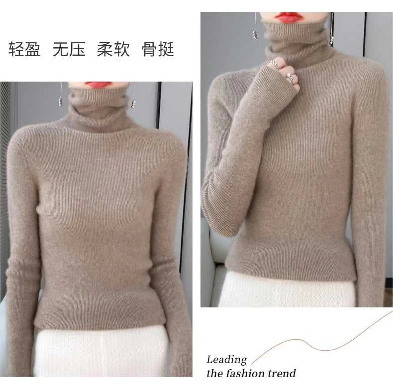 100% Merino Wool Long-sleeved Turtleneck Pullover Women's Autumn Winter Slim Sweater Basic Women's Clothes Cashmere Sweater The jack market .AU The jack market .AU Woman Fashion $ 75 14:1052#black;200007763:201336100;5:4182