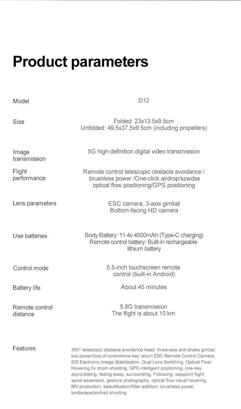 ZLL D12 Drone With 8K HD Camera Screen Remote GPS 360° Obstacle Avoidance 5G Wifi FPV Brushless Motor RC Dron Load capacity 500g The jack market .AU The jack market .AU Drones $ 452 14:193#D12-NO OAS