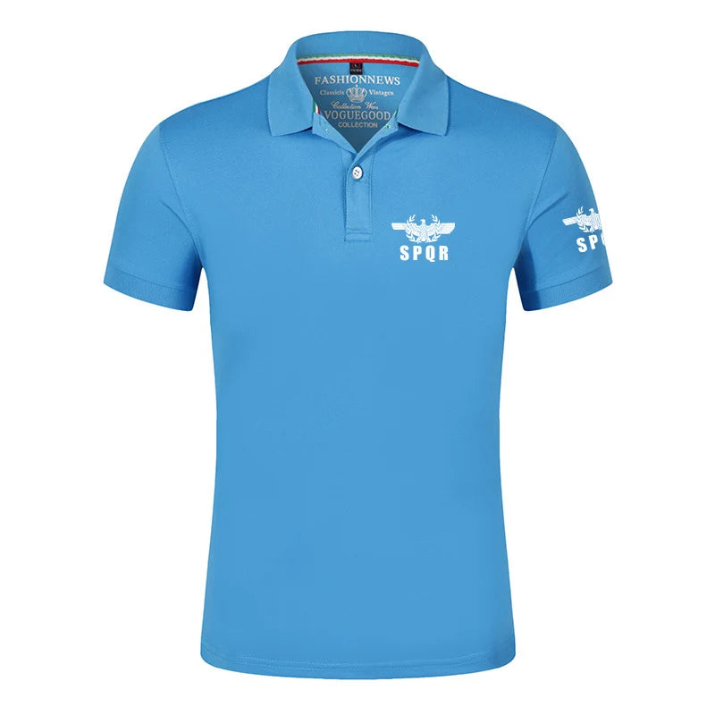 2024 New SPQR Roman Gladiator Imperial Golden Eagle Printed Summer Casual Polo Shirts Men Summer Short Sleeves T-shirts Tops