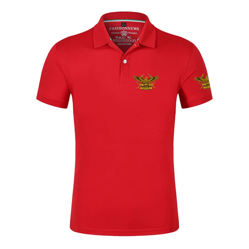2024 New SPQR Roman Gladiator Imperial Golden Eagle Printed Summer Casual Polo Shirts Men Summer Short Sleeves T-shirts Tops