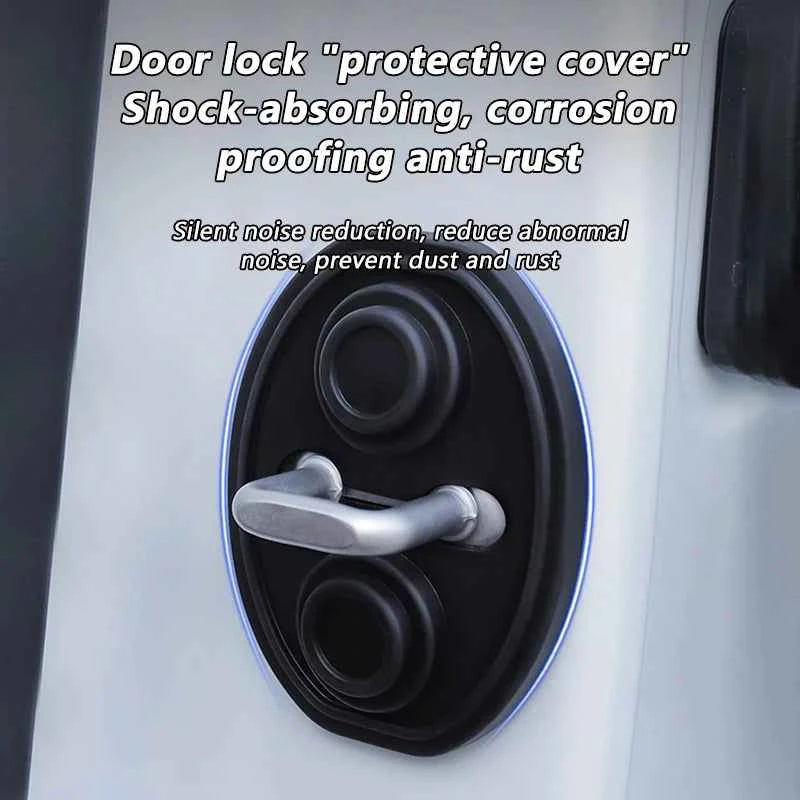 4Pcs Door Lock Buckle Cover for Car Door Buffer Cushion Anti-Scrtach Protection Cover Waterproof Door Shock Absorber