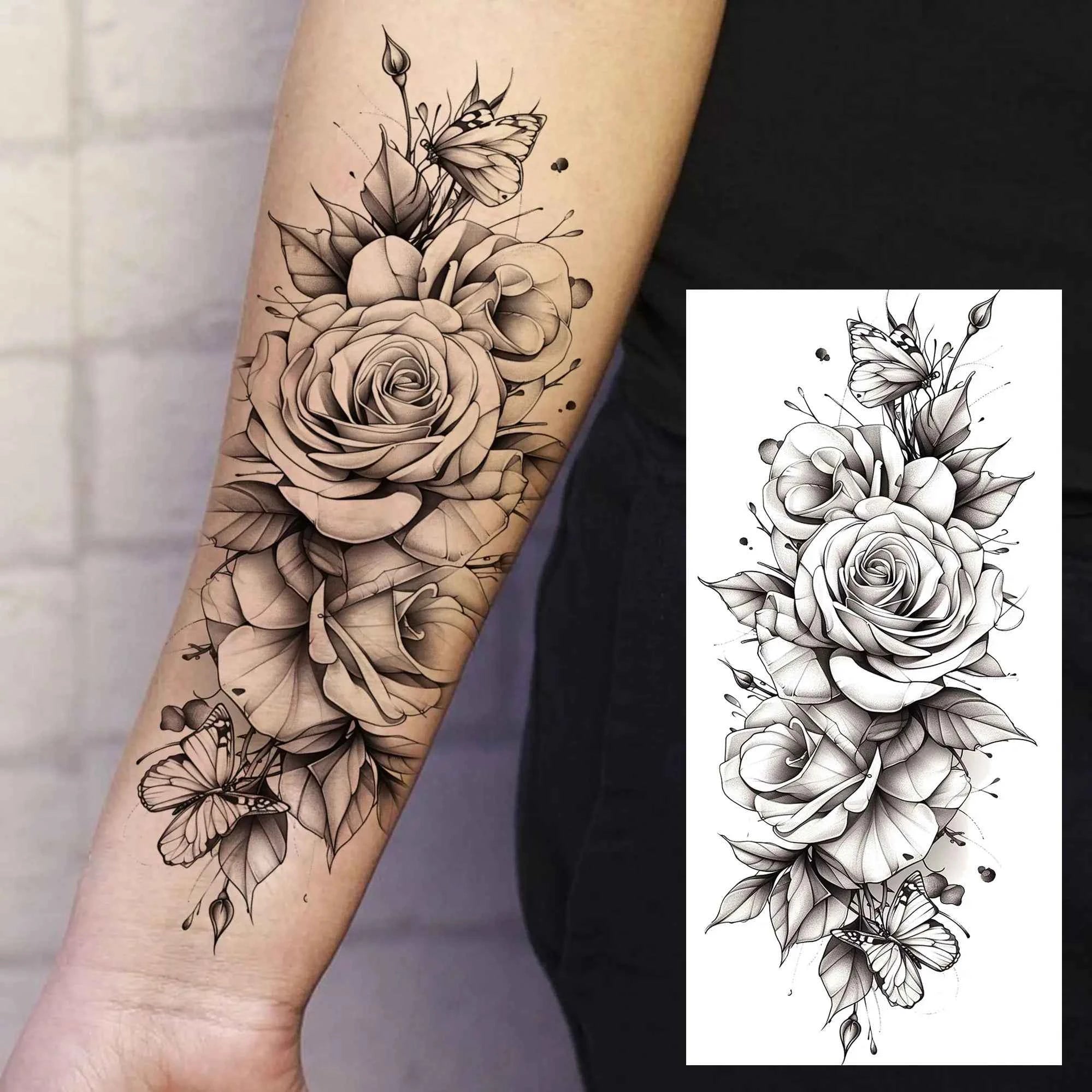 1 Sheet Flying Birds Flowers Book Temporary Tattoos For Women Waterproof Realistic Floral Animals Fake Tattoo Sticker Last Long