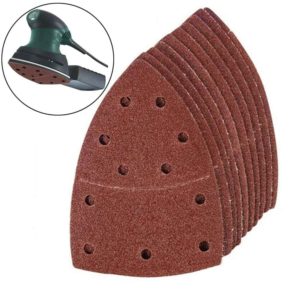 BrandName Triangle Sandpaper Pads - 10Pcs Durable 11-Hole Design for Precision DIY Projects & Orbital Sanders