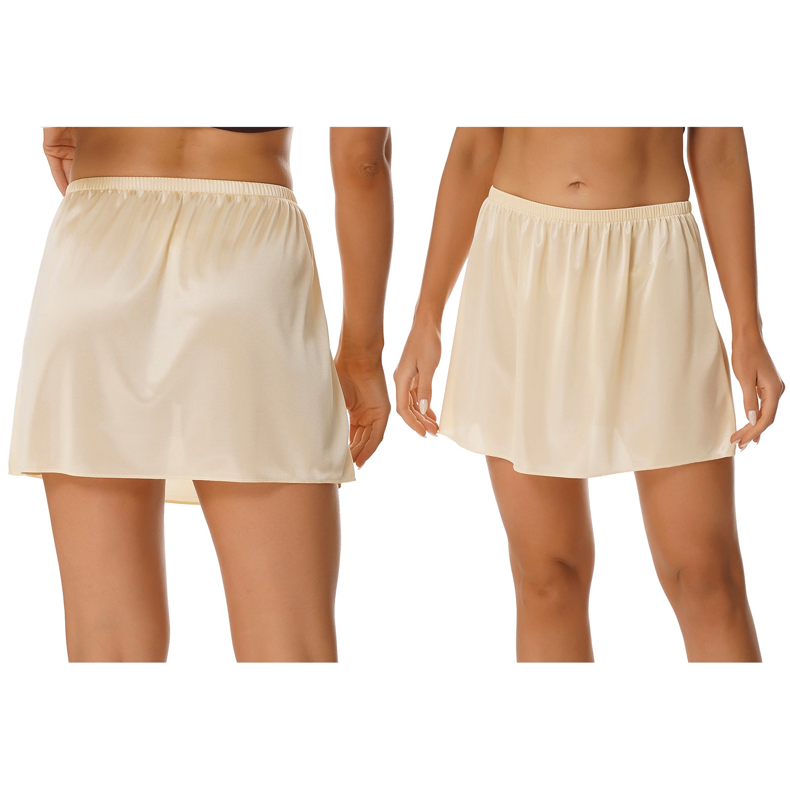 Womens Petticoat Skirt Solid Half Slip Underskirt Summer Elastic Waist Inner Lining Midi Skirt Long Underskirt for Party Dress