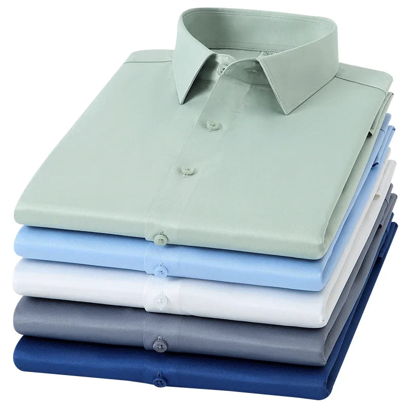 New Spring and Autumn Social Dress Ice Silk Long Sleeve Men's Shirt Business No Iron Casual Fit Pure White High Quality The jack market .AU The jack market .AU Men Fashion $ 41 14:771#21;5:100013888