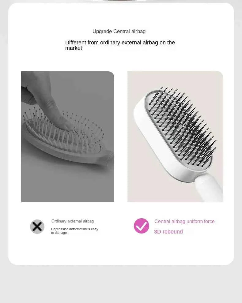 Self-Cleaning Hair Brush for Women | One-Key Airbag Massage & Anti-Static Comb | Effortless Hair Care