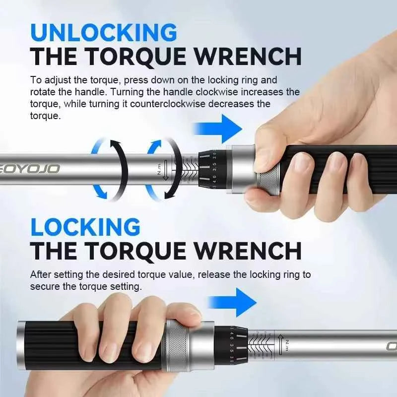 Pro Torque Wrench 3/8” Drive 5-60N.m & 1/4” Drive 5-25N.m - Precision Tool for Bicycles & Automotive Repairs