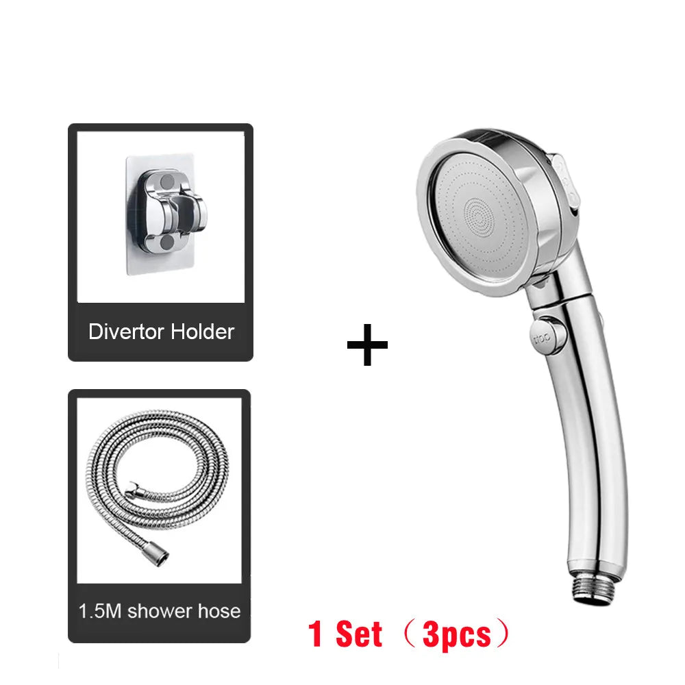 1 Set Detachable 3 Modes Setting Shower Head Handheld High Pressure Rain Water Saving Home Hotel Sprayer Bathroom Shower Head