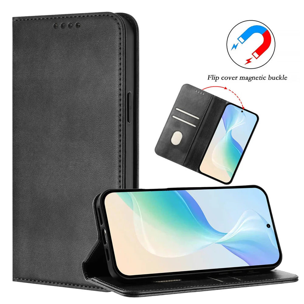 Luxury Leather Wallet Flip Case for Xiaomi Redmi 15/15C & Poco C85 - Magnetic Back Cover