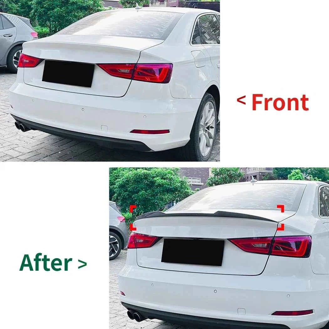 For Audi A3 S3 8V Sedan 2014-2020 Rear Trunk Tail Wings Fixed Wind Spoiler Tail Fin Body Kit Tuning Cars Accessories Parts