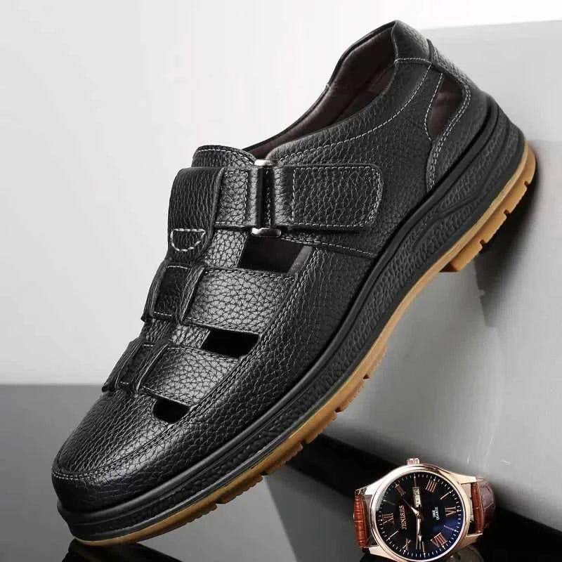 Men's Genuine Leather Sandals Breathable Summer Casual Shoes Soft Bottom Anti-Slip Hollow out Design Comfortable Dad Shoes The jack market .AU The jack market .AU Step Up Your Style: Trendy Shoes for Every Occasion! $ 74 14:193;200000124:200000364