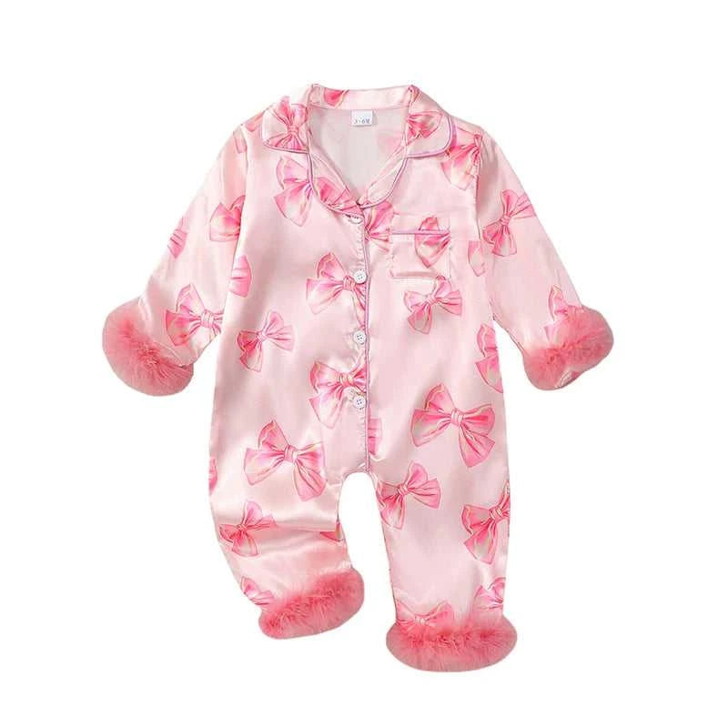 Baby Girls Pajamas Long Sleeve Bow Print Furry Patchwork Button Closure Jumpsuit Sleepwear Loungewear The jack market .AU The jack market .AU Mum & Kids: Essential Products for Every Family $ 36 14:173;200000463:200661897#12-18M