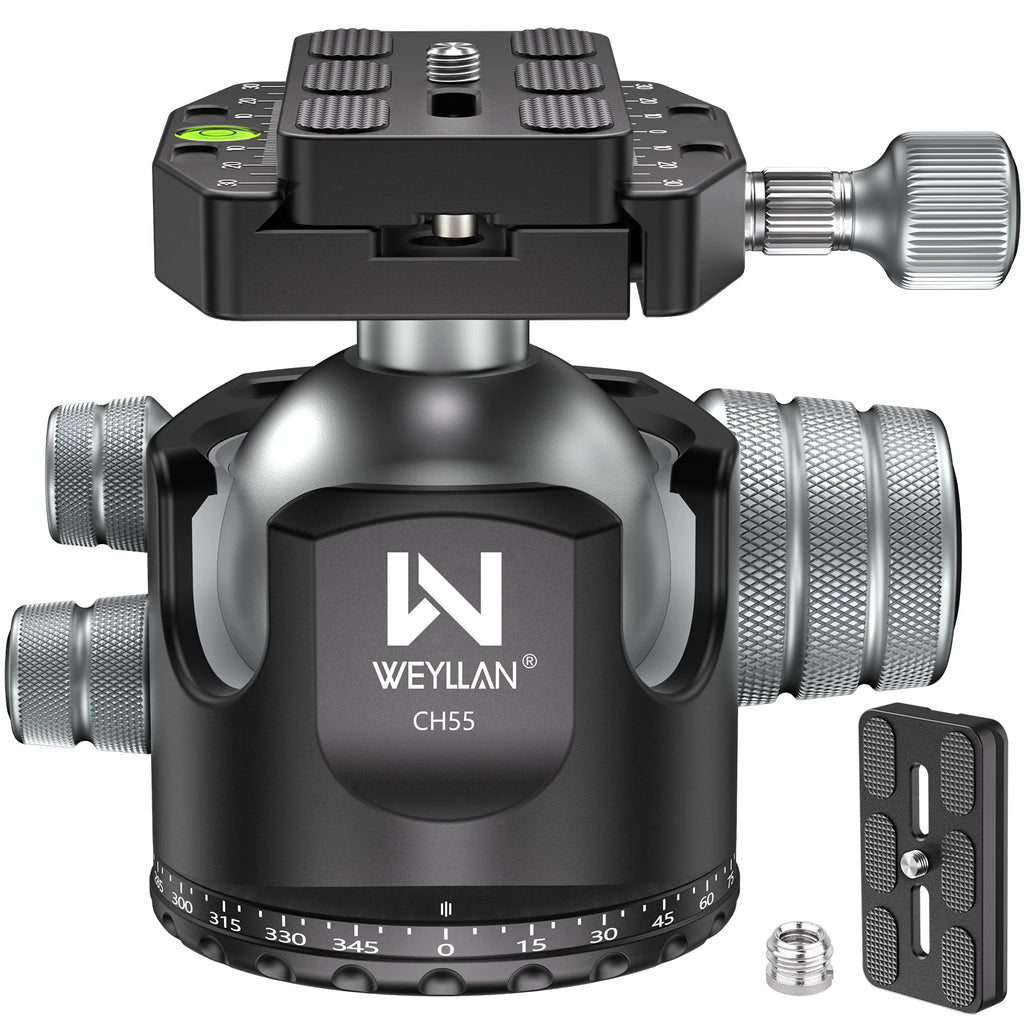 WEYLLAN CH55 Professional Tripod Ball Head 360° Low Gravity Center Panoramic CNC 55mm Ball for Tripod Monopod DSLR Camcorder New