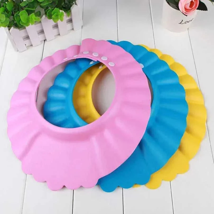 Adjustable Baby Bath Cap with Visor Hat - Waterproof Shower Protection Shampoo Splashguard Hair Wash Shield for Infants