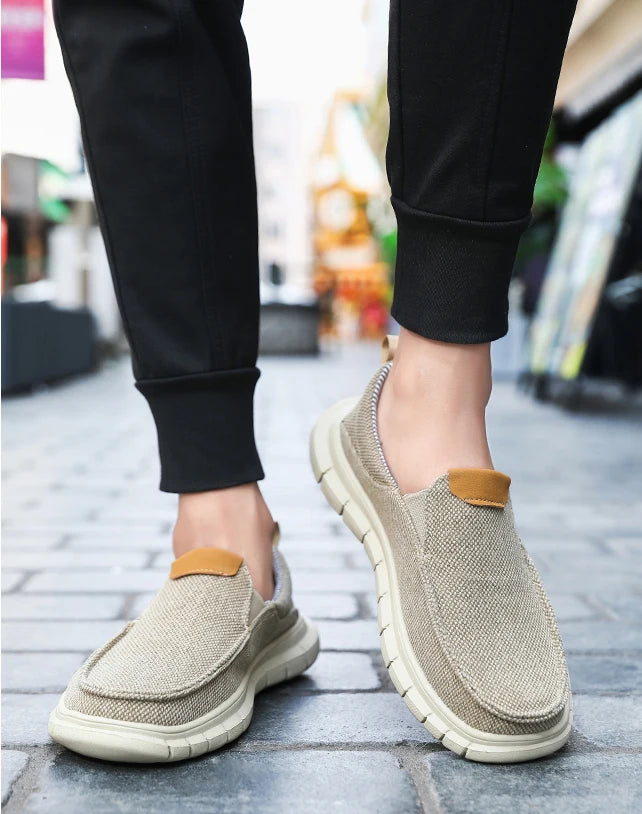 Men Casual Canvas Shoes Mens Loafers Breathable Slip on Flats Male Vulcanized Shoes Driving Shoes Plus Size 47 Walking Sneakers
