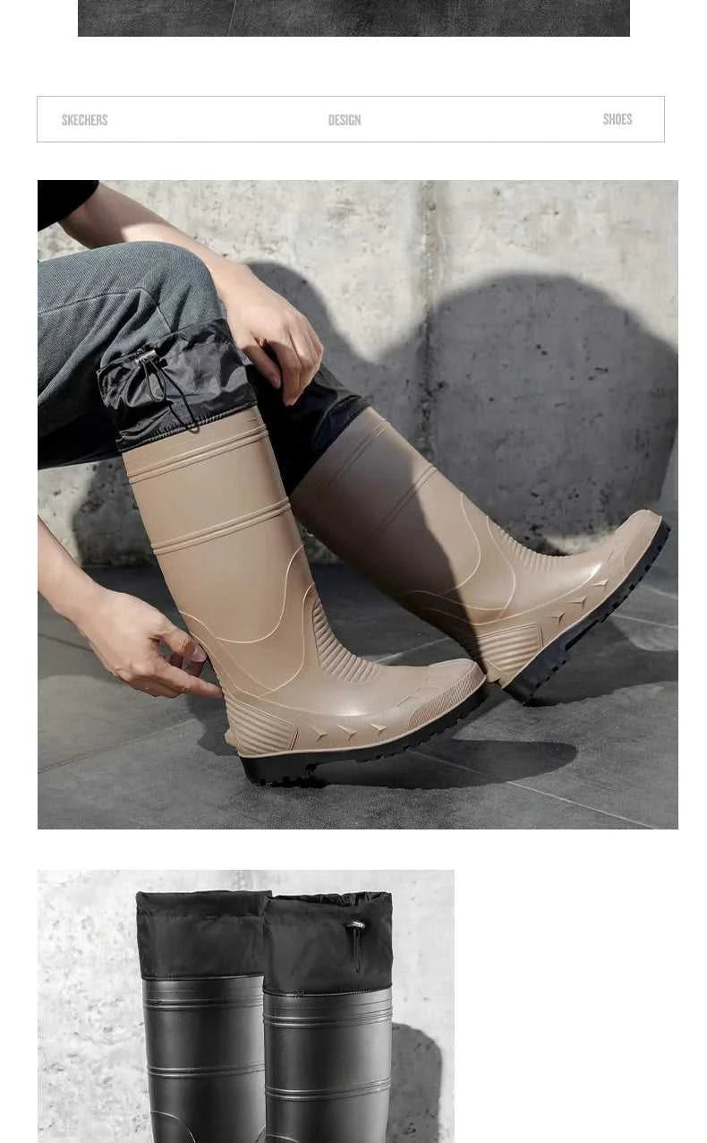 Black High-Top Men's Rain Boots, Adjustable Drawstring Long Boots, Wear-Resistant, Non-Slip, Outdoor Fishing Waterproof Boots, Farm Work Rain Boots, Pvc Water Boots The jack market .AU The jack market .AU Step Up Your Style: Trendy Shoes for Every Occasion! $ 71 14:193;200000124:200000364