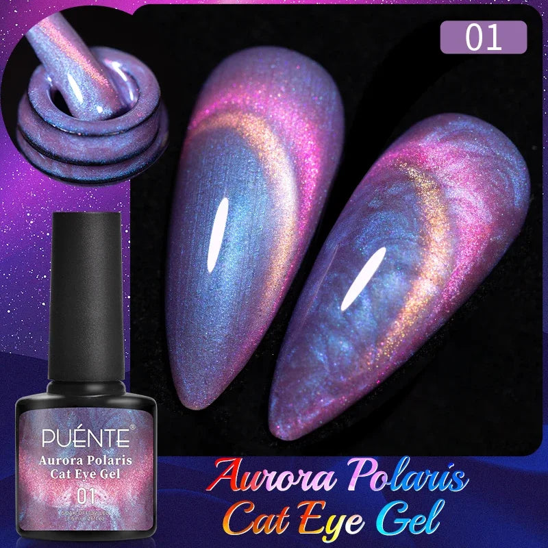 PUENTE Cat Eye Magnetic Gel Nail Polish - Vibrant Starry Galaxy Effect, Soak Off UV, 7.5ML