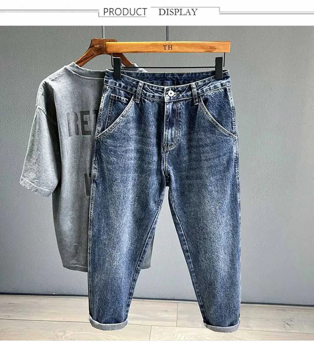 Korean Vintage Loose Tapered Men's Jeans Fashion High Street Drape Harem Pants Youth Hip Hop Streetwear Male Blue Denim Trousers The jack market .AU The jack market .AU Men Fashion $ 53 14:173;200007763:201336100;5:200001014