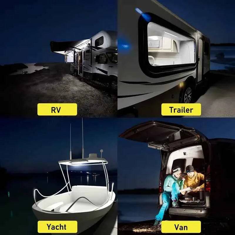 BrightDrive LED Cabin Light - High-Intensity 12V/24V Dome Lamp with Switch for Van, Truck, RV, & Camper