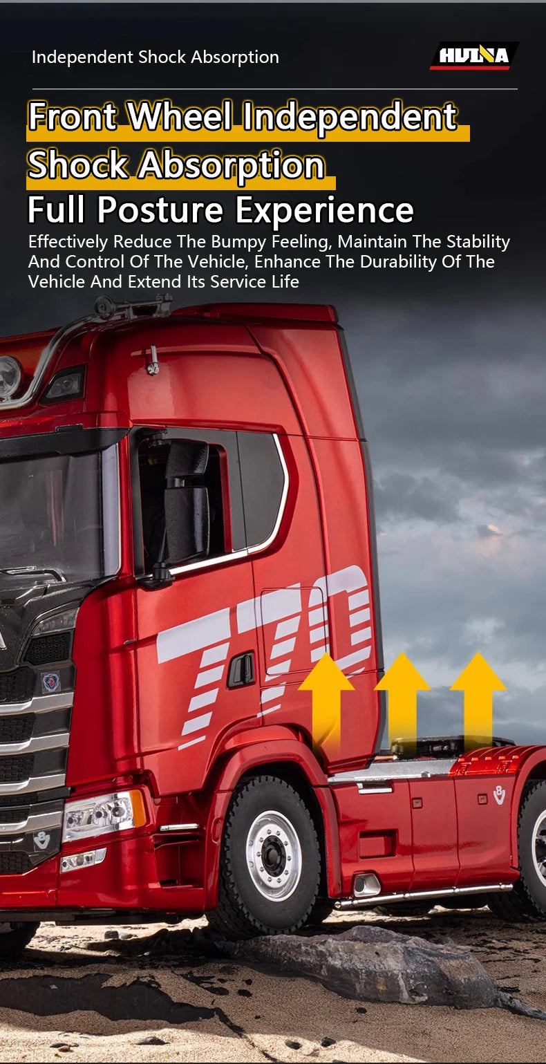 HUINA 1501 1/18 RC Truck 19CH 770S Alloy Tractor 2.4G remote control Engineering Trailer Truck with Light and Sound Toys for Kid